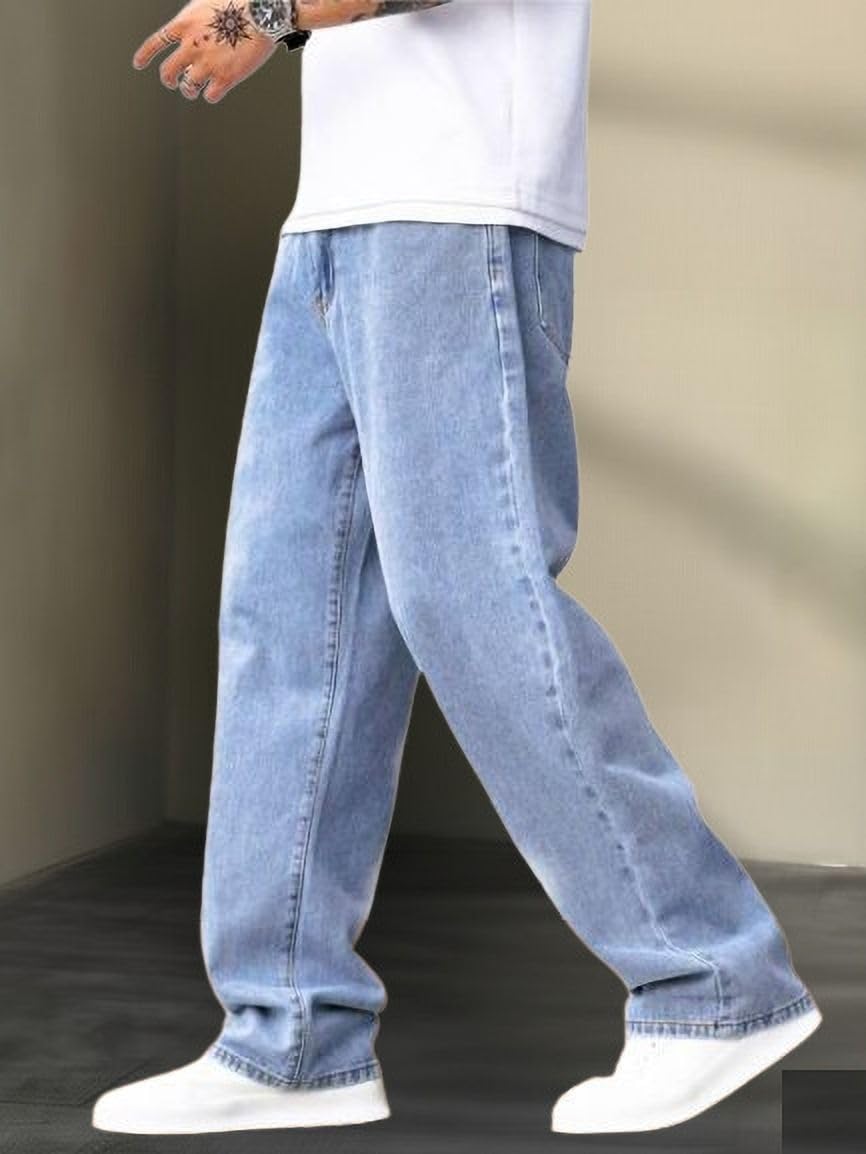 Loose Fit Mid Rise Light Blue Men Denim Jeans