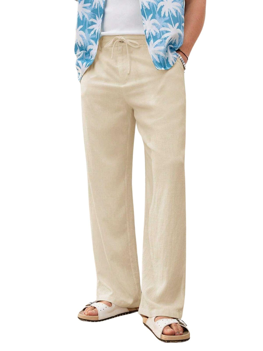 GRECIILOOKS Men’s Linen Trousers | Loose Fit Linen-Cotton Casual Pants for Men | Relaxed Office Wear Formal Trousers for Men | Stylish Beige & Pants
