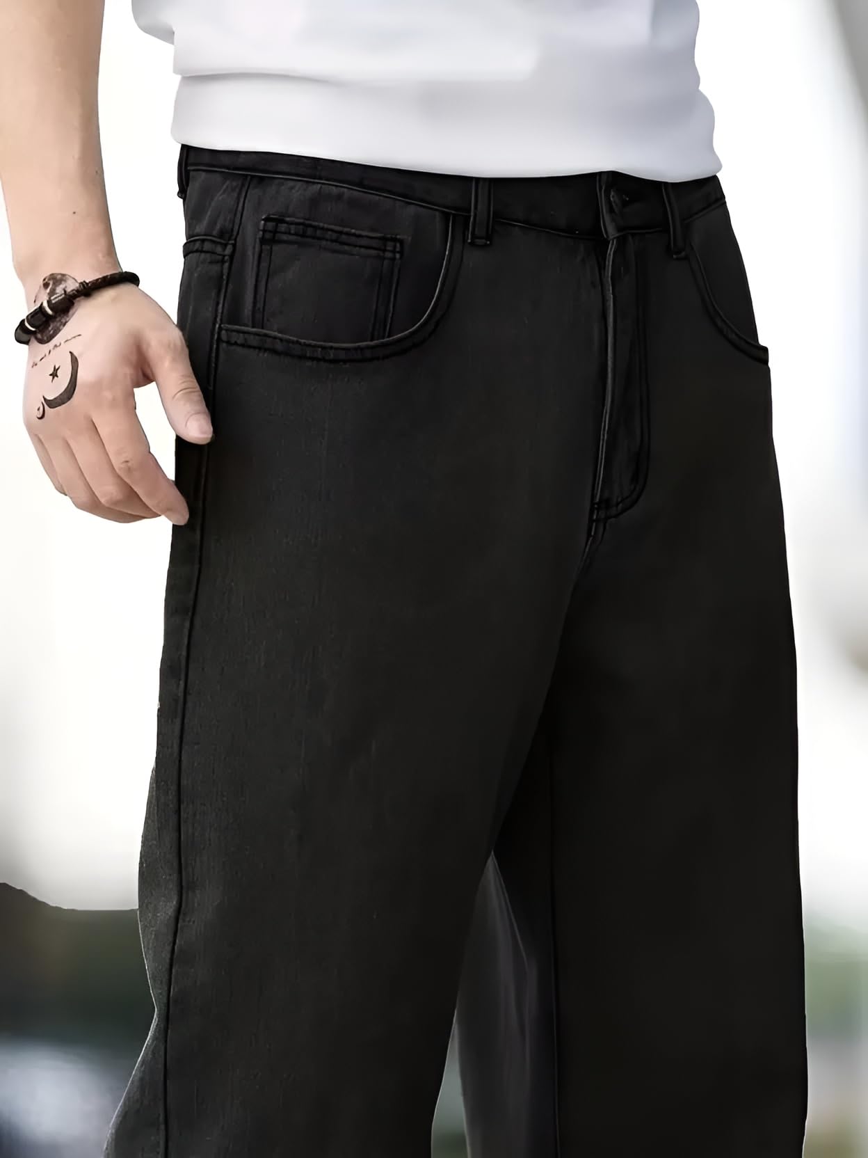 Ben Martin Men Jeans || Baggy Fit Jean's for Man || Loose Fit High Rise Denim || Stretchable Casual Wear Jean,s || Dance Rap Rapping Style Pant for Men || Denim Cotton Jeans (0)