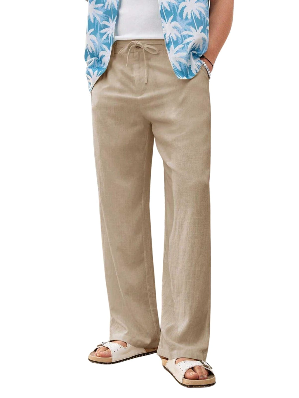 GRECIILOOKS Men’s Linen Trousers | Loose Fit Linen-Cotton Casual Pants for Men | Relaxed Office Wear Formal Trousers for Men | Stylish Beige & Pants