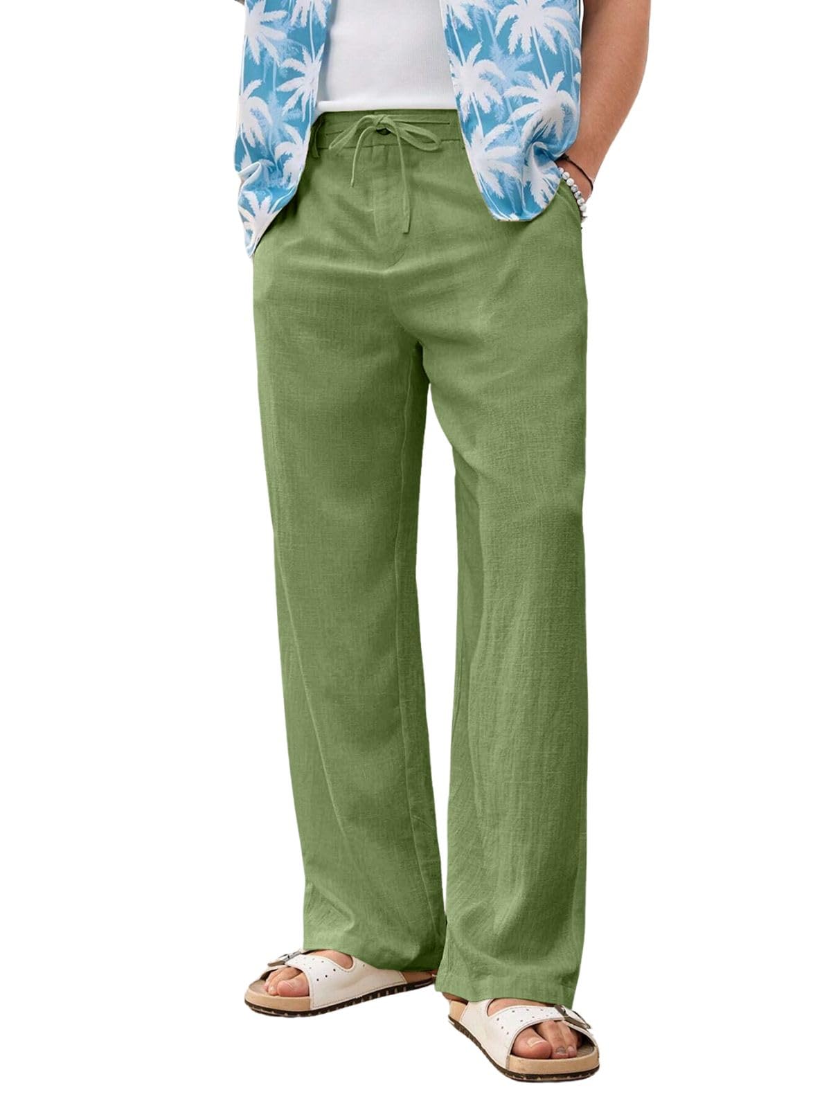 GRECIILOOKS Men’s Linen Trousers | Loose Fit Linen-Cotton Casual Pants for Men | Relaxed Office Wear Formal Trousers for Men | Stylish Beige & Pants