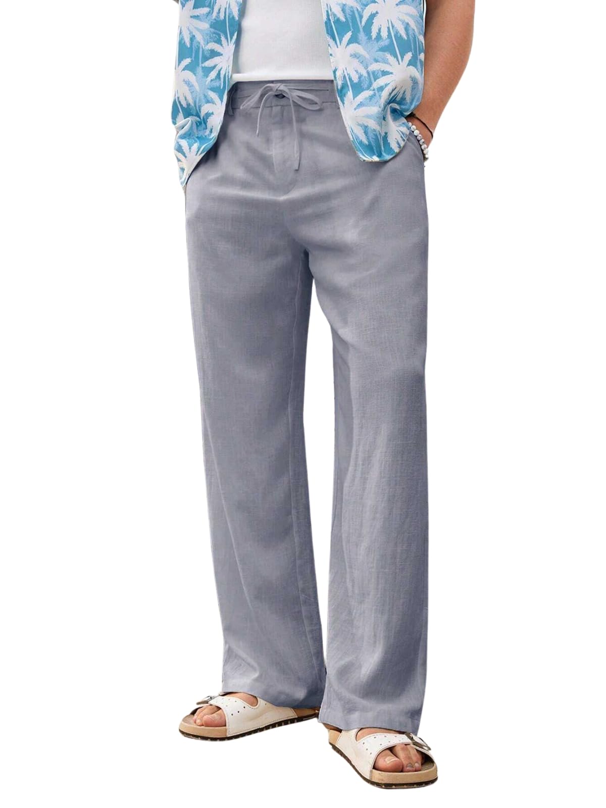 GRECIILOOKS Men’s Linen Trousers | Loose Fit Linen-Cotton Casual Pants for Men | Relaxed Office Wear Formal Trousers for Men | Stylish Beige & Pants