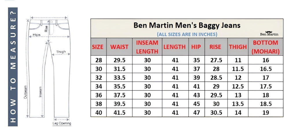 Ben Martin Men Jeans || Baggy Fit Jean's for Man || Loose Fit High Rise Denim || Stretchable Casual Wear Jean,s || Dance Rap Rapping Style Pant for Men || Denim Cotton Jeans (0)