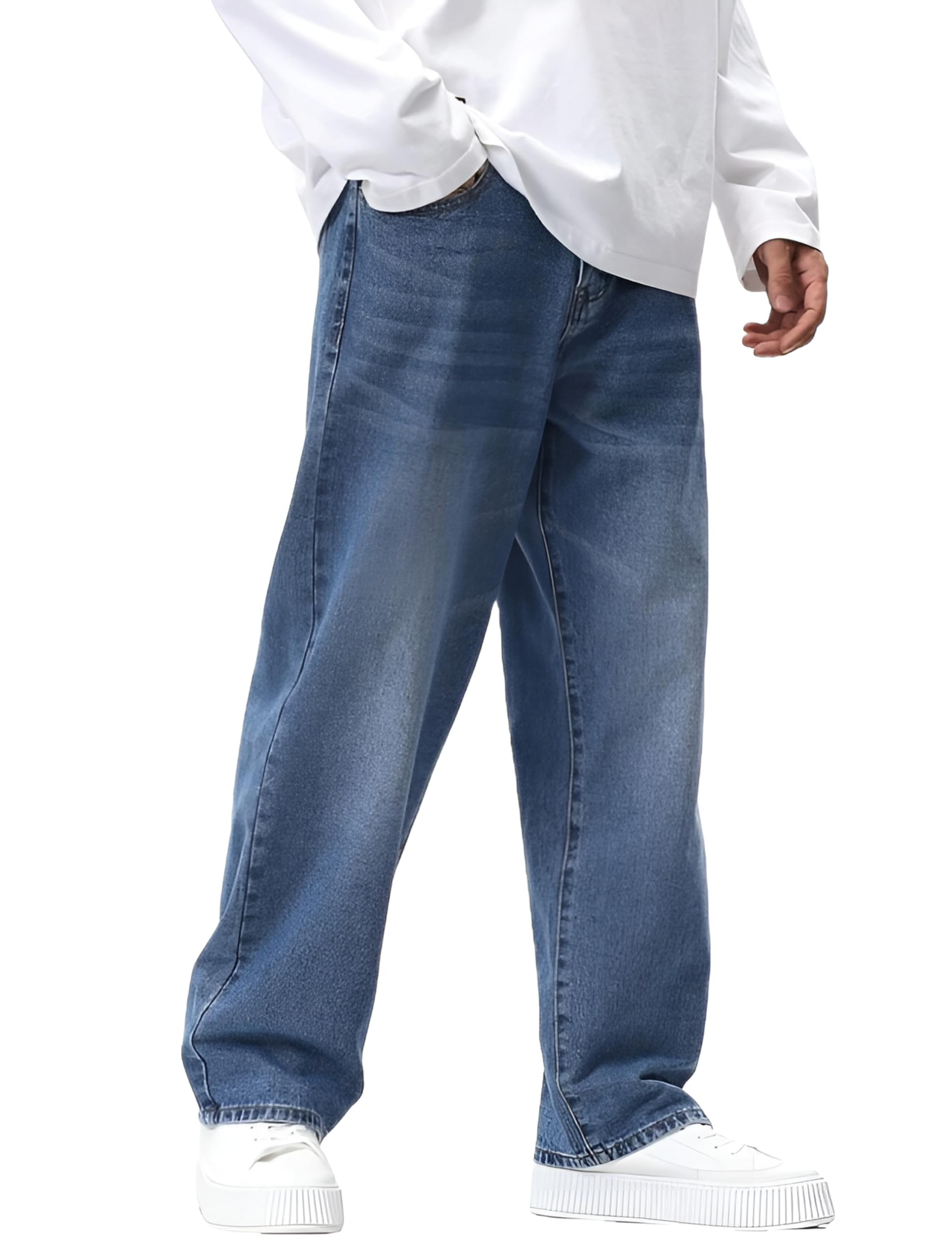 Ben Martin Men Jeans || Baggy Fit Jean's for Man || Loose Fit High Rise Denim || Stretchable Casual Wear Jean,s || Dance Rap Rapping Style Pant for Men || Denim Cotton Jeans (0)