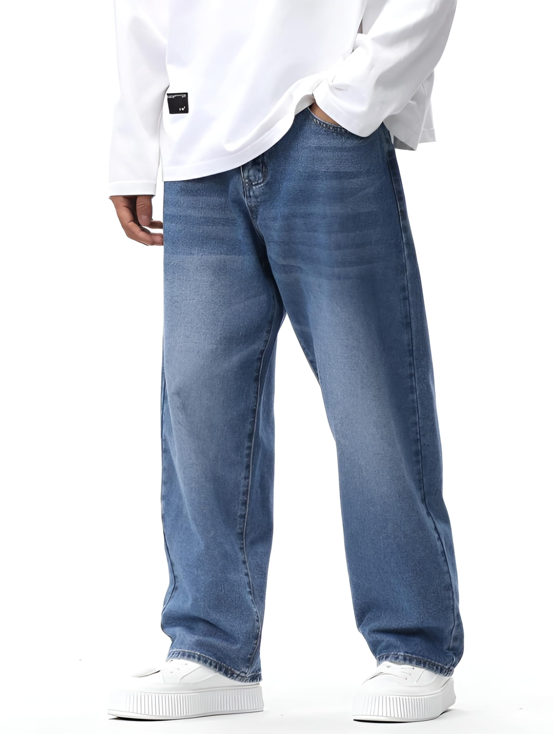 Ben Martin Men Jeans || Baggy Fit Jean's for Man || Loose Fit High Rise Denim || Stretchable Casual Wear Jean,s || Dance Rap Rapping Style Pant for Men || Denim Cotton Jeans (0)