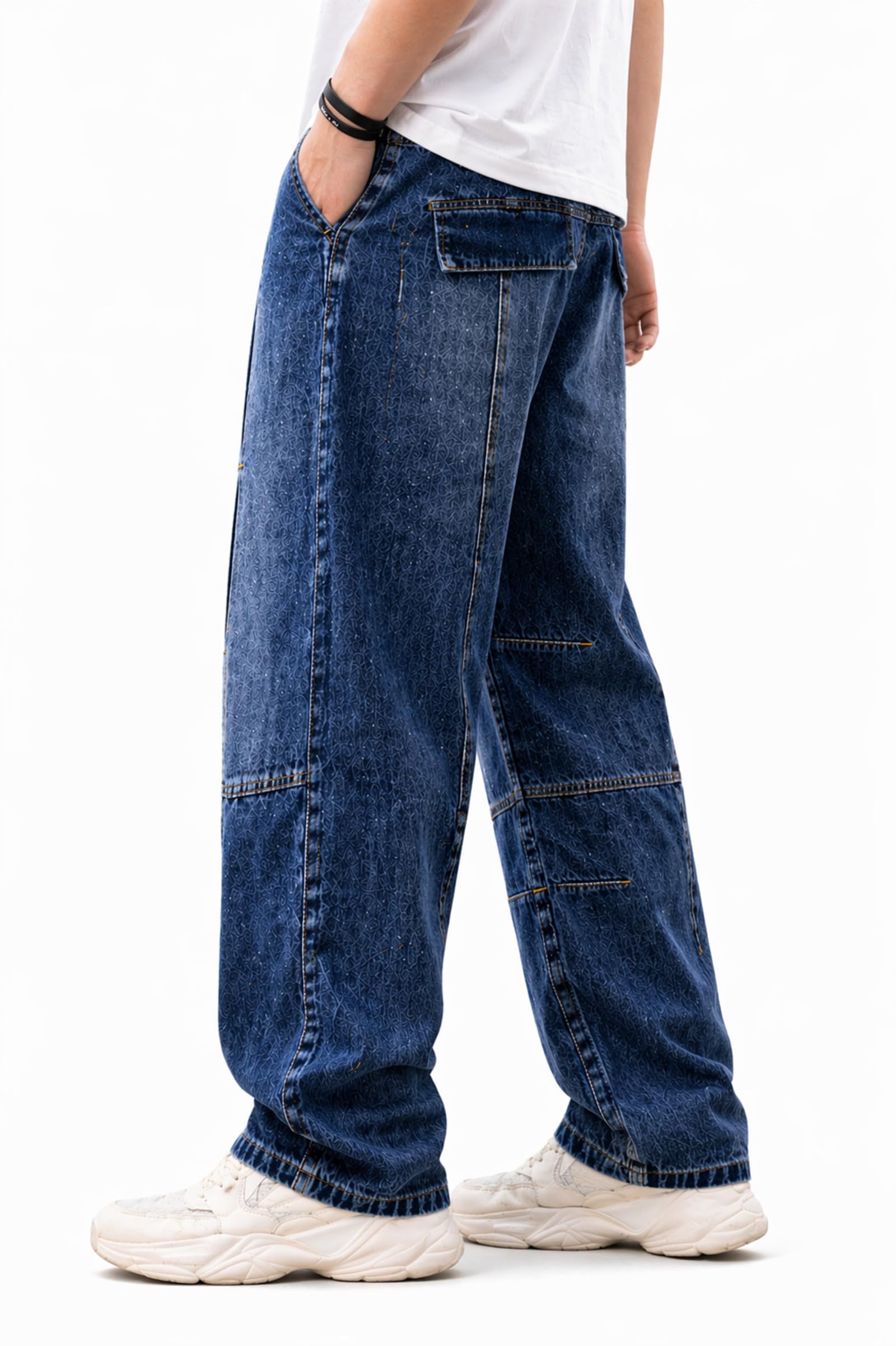 Ben Martin Men Jeans || Baggy Fit Jean's for Man || Loose Fit High Rise Denim || Stretchable Casual Wear Jean,s || Dance Rap Rapping Style Pant for Men || Denim Cotton Jeans (0)