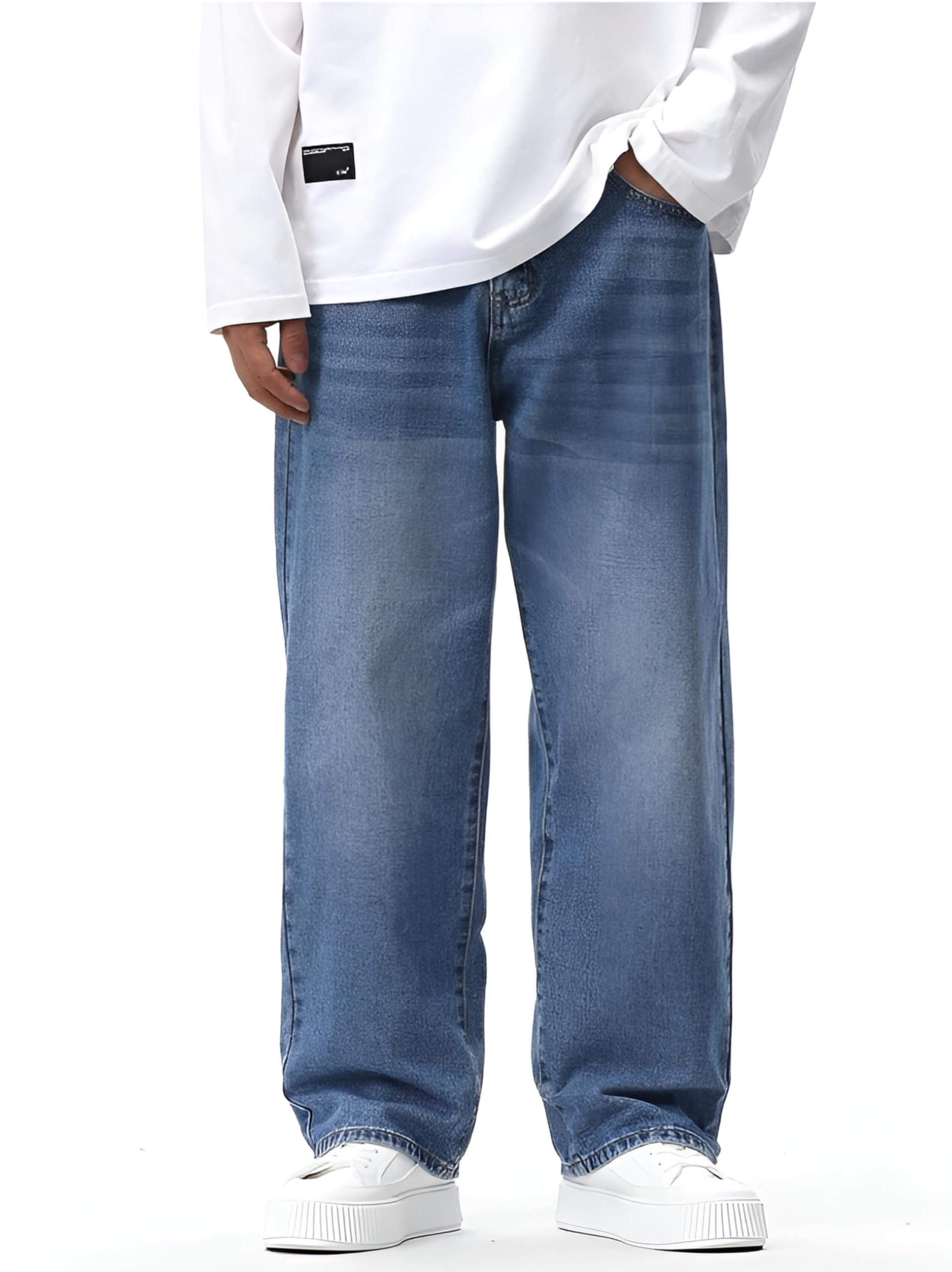 Ben Martin Men Jeans || Baggy Fit Jean's for Man || Loose Fit High Rise Denim || Stretchable Casual Wear Jean,s || Dance Rap Rapping Style Pant for Men || Denim Cotton Jeans (0)