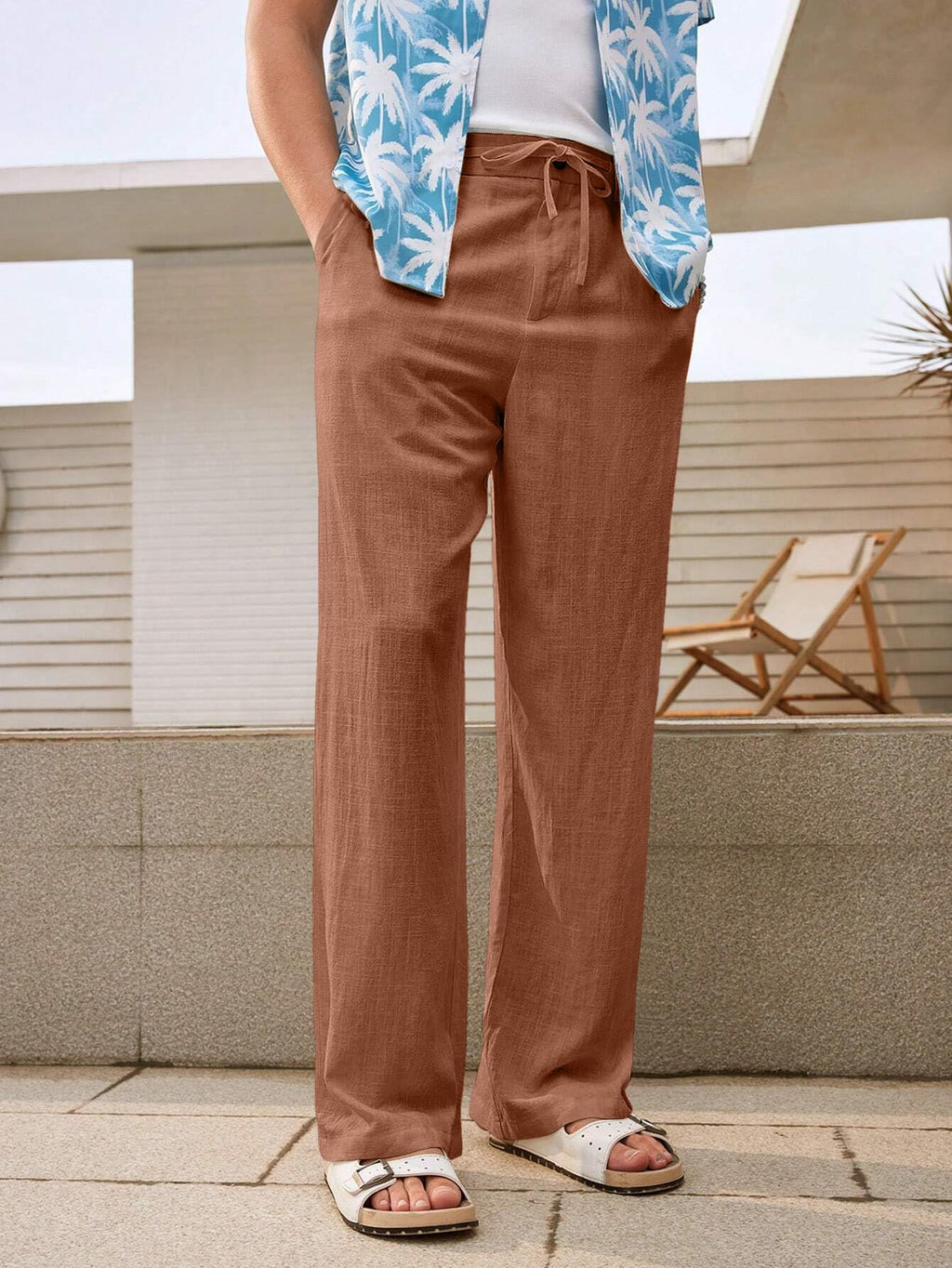 GRECIILOOKS Men’s Linen Trousers | Loose Fit Linen-Cotton Casual Pants for Men | Relaxed Office Wear Formal Trousers for Men | Stylish Beige & Pants