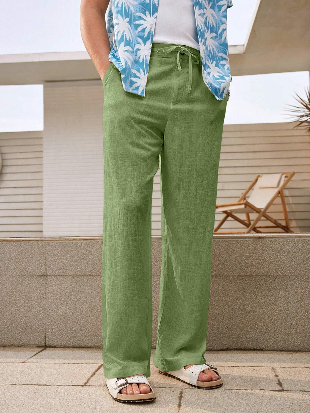 GRECIILOOKS Men’s Linen Trousers | Loose Fit Linen-Cotton Casual Pants for Men | Relaxed Office Wear Formal Trousers for Men | Stylish Beige & Pants
